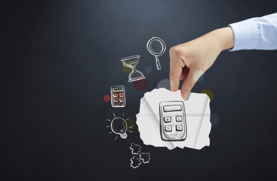 Cerity Global visualizing international accounting tools with hand holding calculator sketch, highlighting tax calculation, transfer pricing, and compliance support services