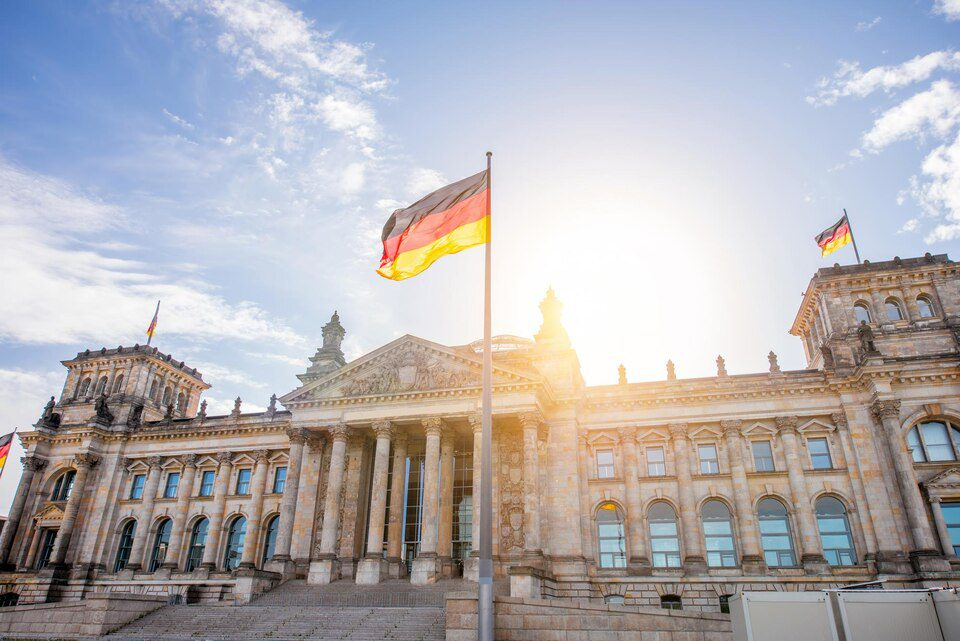 Business establishment and corporate support in Germany by Cerity Global, shown with Berlin’s historic parliament building.