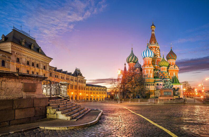 Legal entity setup and corporate services in Russia by Cerity Global, with Moscow landmark view.