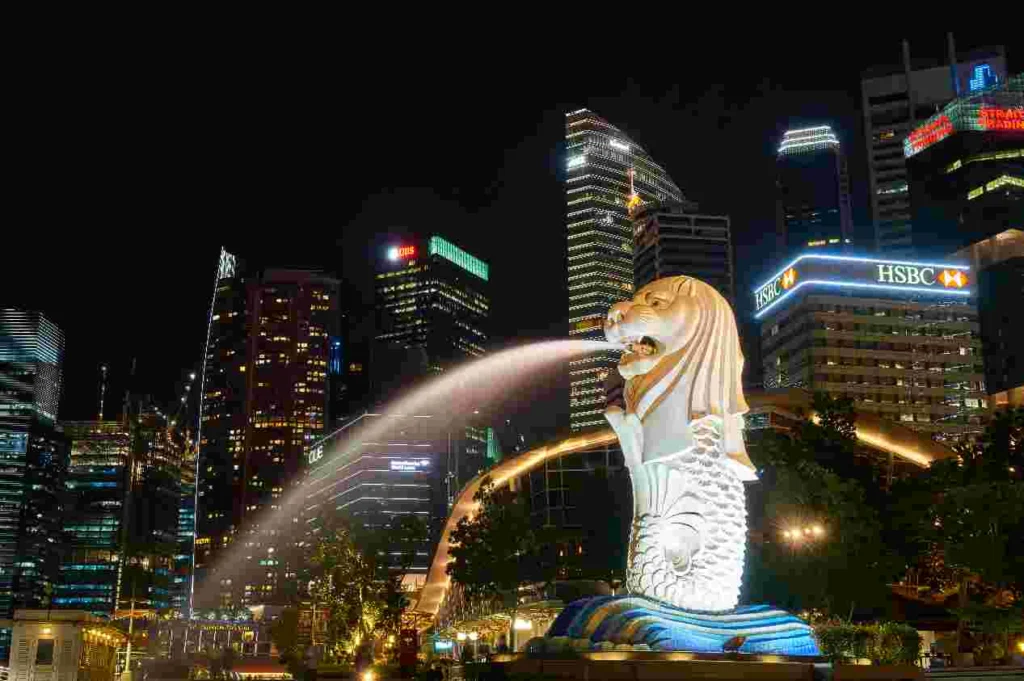 The iconic Merlion fountain symbolizes Cerity Global’s presence in Singapore.